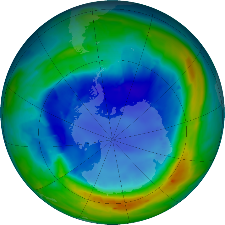 Antarctic ozone map for 26 August 2013